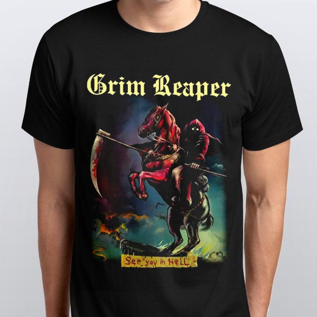 CAMISETA UNISSEX PLUS SIZE GRIM REAPER - SEE YOU IN HELL